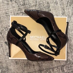 Michael Kors Black and Brown Snakeskin Heels